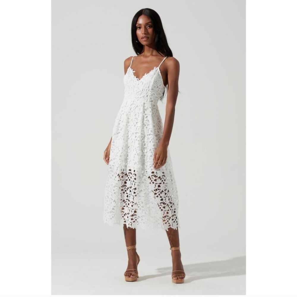 ASTR white Crochet Midi Dress